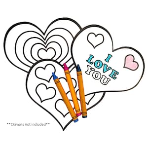 12 Pack - Paper Heart Shapes, Coloring Heart Shapes, Kids Valentines Day Crafts, DIY Paper Crafts, Valentines Day Supplies