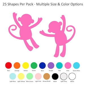 25 Pack - Paper Monkey Shapes, Monkey Die Cut, Paper Monkey Cut Out ...