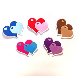 12 pack - Paper Double Heart Shapes, Paper Heart Cut Outs, Valentines Day Hearts, Wedding Paper Hearts, Valentines Day Party Supplies