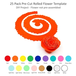 25 Pack - Rolled Paper Flowers, DIY Paper Flowers, Paper Flower Templates, Rolled Flower Templates, Create A Rolled Paper Flower, Design #13