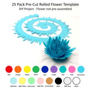 25 Pack - Rolled Paper Flowers, DIY Paper Flowers, Paper Flower Templates, Rolled Flower Templates, Create A Rolled Paper Flower, Design #28
