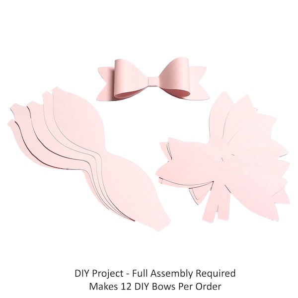 12 Pack - DIY Light Pink Paper Bows, Light Pink Paper Bows, DIY Paper Bows, Paper Party Bows, Paper Gift Bows