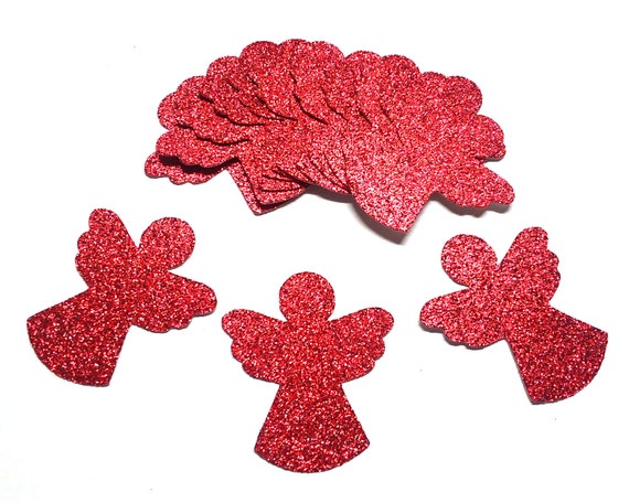 12 Pack Red Glitter Angel Shapes, Holiday Glitter Cardstock Shapes, Red  Angel Shape, Christmas Die Cut Shapes 