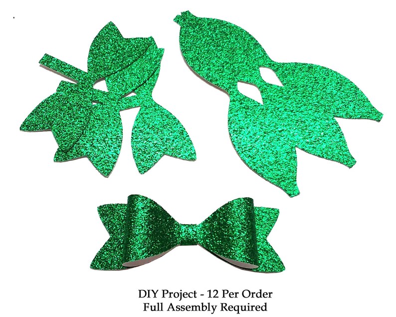 12 Pack DIY Green Glitter Bows Green Glitter Paper Bows Etsy