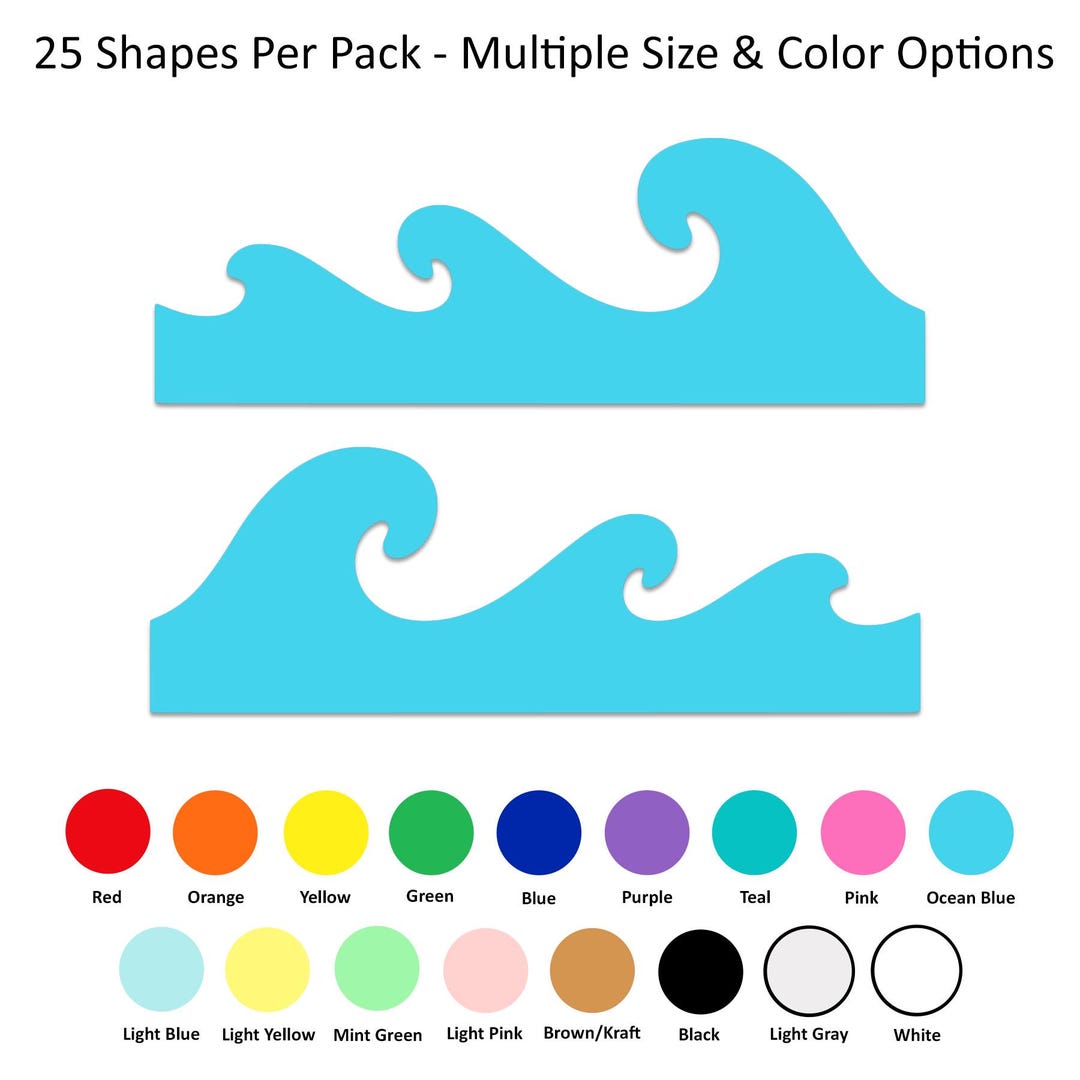 25 Pack - Paper Wave Shape, Paper Wave Cut Outs, Wave Die Cuts, Wave ...