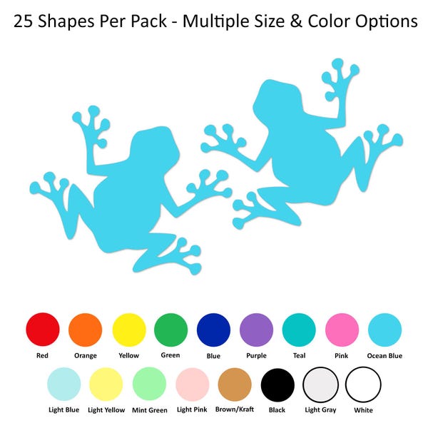 25 Pack - Paper Tree Frog Shapes, Tree Frog Die Cut, Paper Jungle Animal Shapes, Frog Paper Shapes, DIY Cardmaking Supplies, Paper Crafts