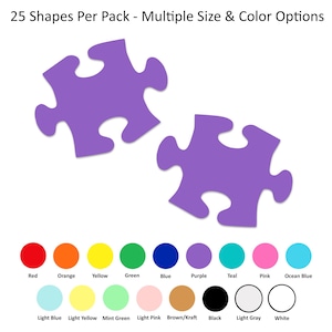 Paquet de 25 - Formes de pièces de puzzle en papier, Pièces de puzzle en forme de pièce découpée, Pièces de puzzle en papier découpées, Pièces de puzzle en papier, Fournitures créatives en papier