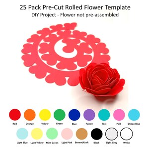 25 Pack - Rolled Paper Flowers, DIY Paper Flowers, Paper Flower Templates, Rolled Flower Templates, Create A Rolled Paper Flower, Design #10