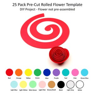 25 Pack - Rolled Paper Flowers, DIY Paper Flowers, Paper Flower Templates, Rolled Flower Templates, Create A Rolled Paper Flower, Design #8
