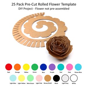 25 Pack - Rolled Paper Flowers, DIY Paper Flowers, Paper Flower Templates, Rolled Flower Templates, Create A Rolled Paper Flower, Design #2