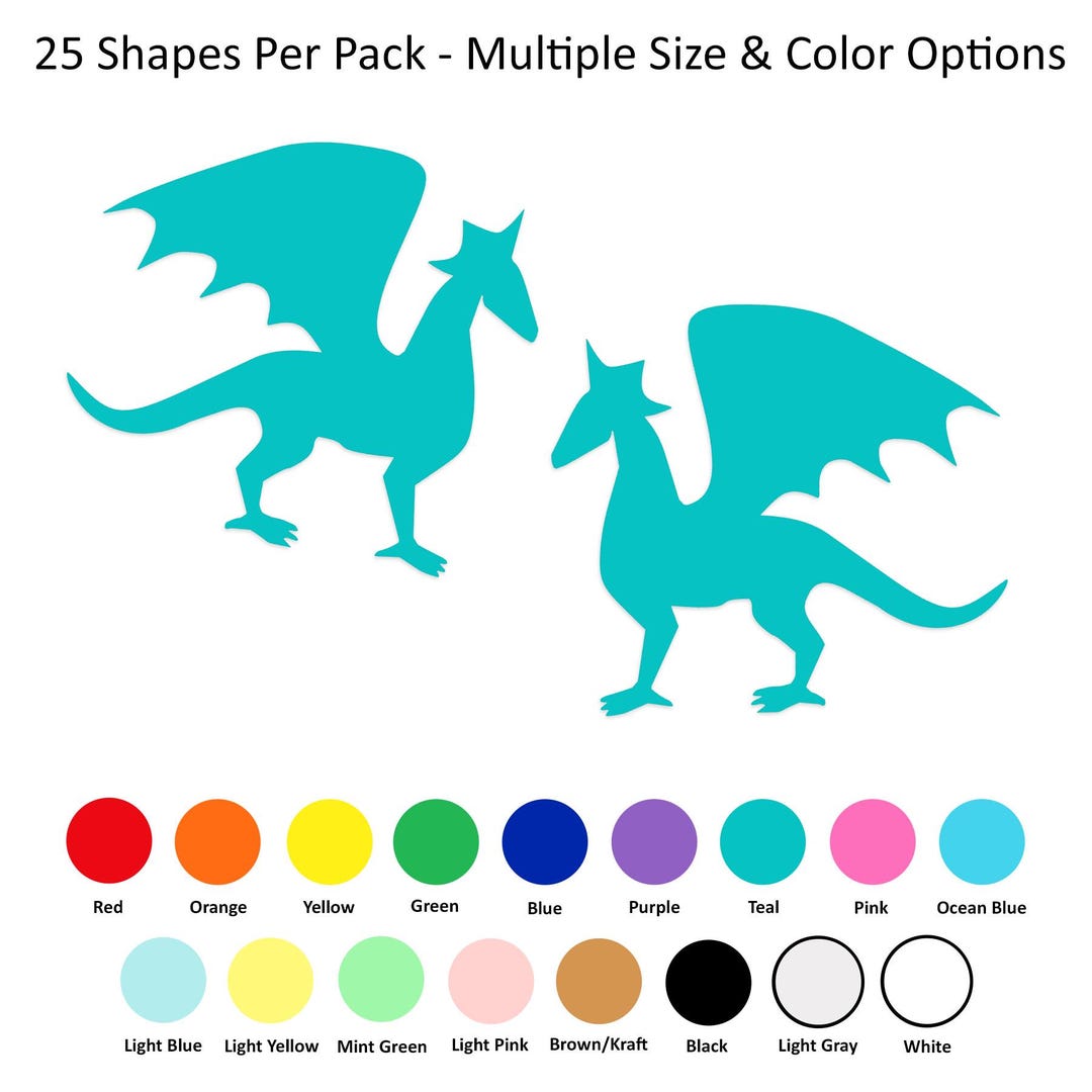 25 Pack - Paper Dragon Shape, Paper Dragon Cut Outs, Dragon Die Cut ...