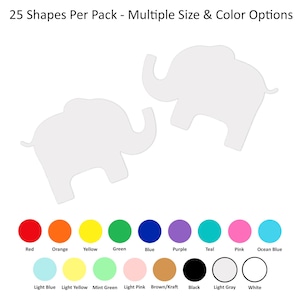 Paquet de 25 - Formes d'éléphant en papier, formes d'éléphant découpées, formes d'animaux de safari en papier, formes en papier d'animaux de la jungle, formes d'éléphant
