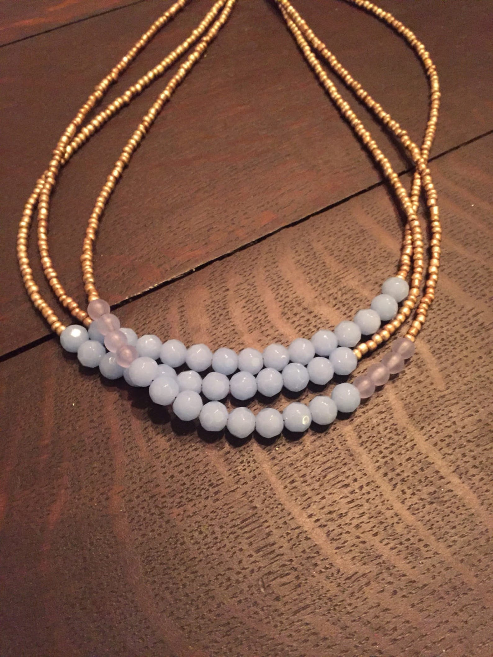 Collier perles multirangs bleu clair Etsy