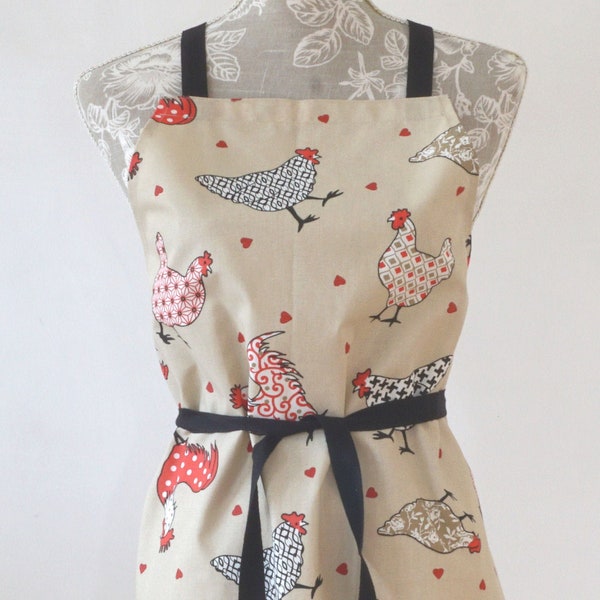 Funky Chickens apron - full length kitchen apron - farmyard kitchen gift