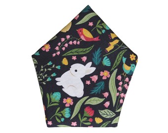 Floral Bunnies handkerchief - Spring pocket square hanky