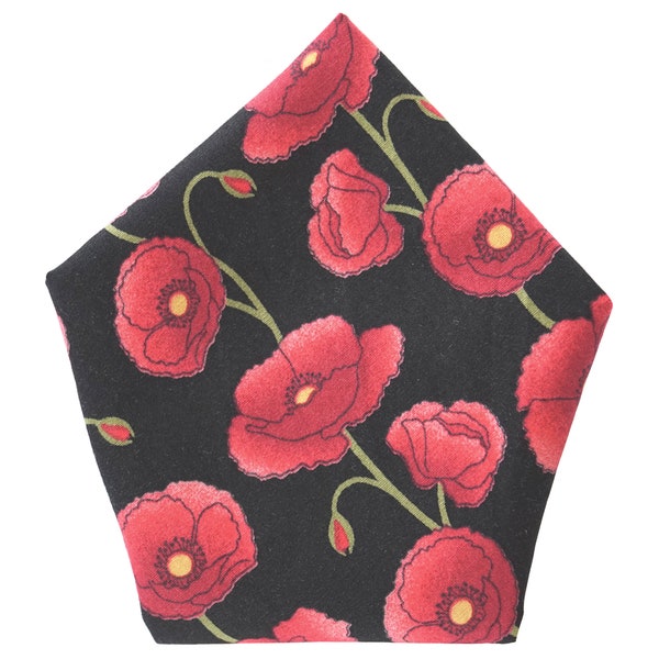 Poppies handkerchief - Remembrance - floral pocket square hanky