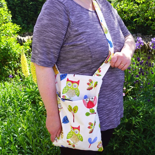 Ollie Owl peg bag - shoulder bag - free hands washing bag - cross chest or over the shoulder