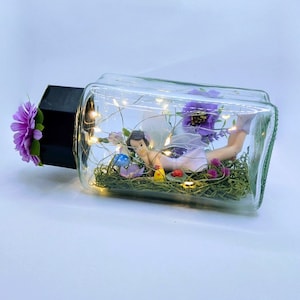 Handmade Lighted Up Fairy Garden, Fairy, Mason jar lights, lantern, fairy lights, Fairy Jar, Centerpiece, Unique Gift, Battery Powered
