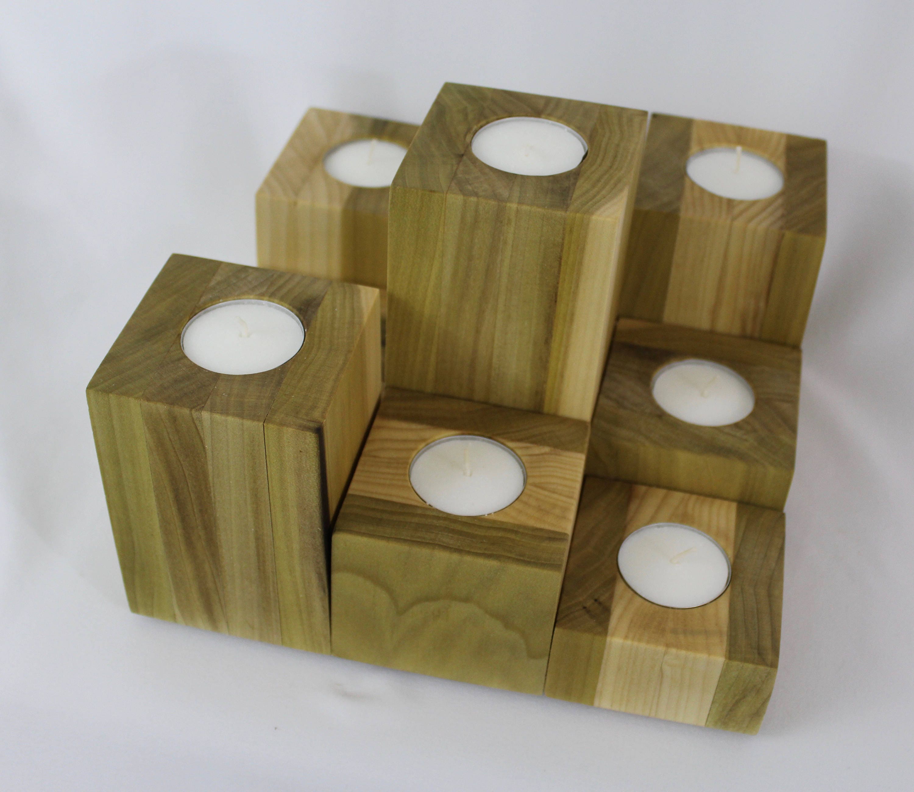 Handcrafted Poplar Wood Tea Light Display Candleholder Tea Etsy