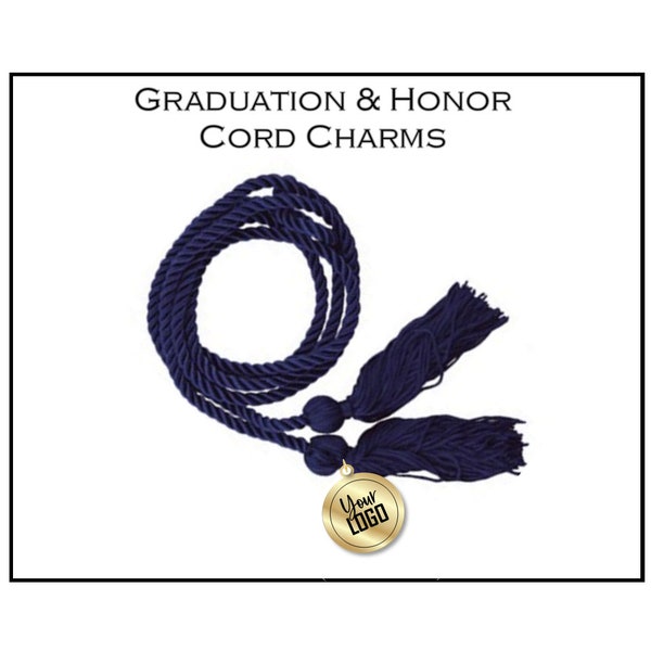 Graduation Cord Charms, Custom Laser Engraved Charms, Gold, Silver, Your Logo or Graphic, Stainless Steel Engraved Charms