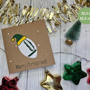 Springbock Weihnachtskarte - Südafrika Rugby - Handgemachte sportliche Weihnachtsmann Karte