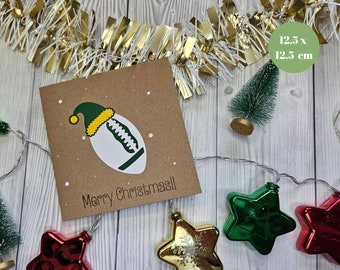 Springbok Christmas Card - South Africa Rugby - Handmade Sporty Santa Card