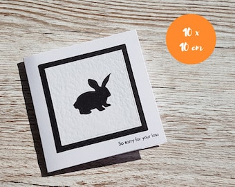 Rabbit Sympathy Card - Handcrafted Pet Condolence - So Sorry For Your Loss