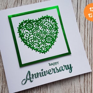 Smaragdgrüne Jahrestag Karte - 55. Hochzeitstag - handgefertigte romantisch