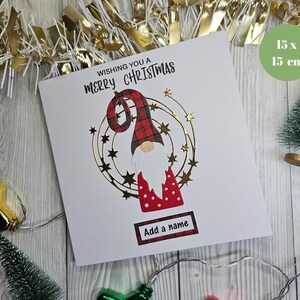 Rote Tartan Wichtel Weihnachtskarte - Handgefertigte personalisierte Erinnerungskarte - Besondere Weihnachtskarte für Familie oder Freunde
