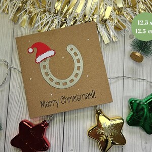Hufeisen Frohe Weihnachtskarte für Reiter - Handgefertigt in Schottland