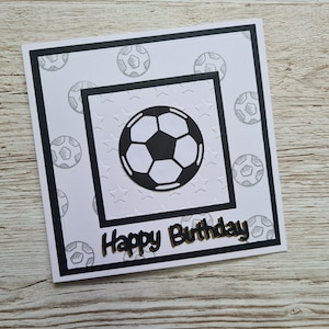 Black and White Football Geburtstagskarte - Handgemachte Karte - Maskuliner Geburtstag