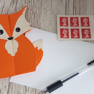 Fox handmade card / Cute fox folding card / Gatefold fox card / Fox birthday card /thank you card / just because card / Woodland animal card image 6