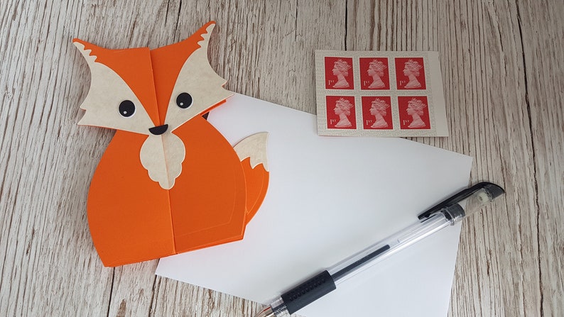 Fox handmade card / Cute fox folding card / Gatefold fox card / Fox birthday card /thank you card / just because card / Woodland animal card image 6