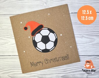 Orange and Black Football Christmas Card - Handmade Santa Sport Card - Dundee United