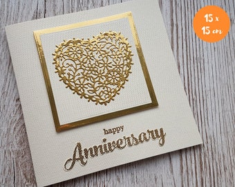 Golden Anniversary Card - 50th Wedding Card - Handcrafted Anniversary Card