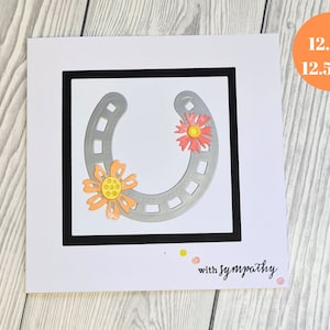 Carte de sympathie florale en fer à cheval - Carte de perte d'animal de compagnie artisanale - Avec sympathie - Condoléances Rainbow Bridge