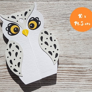 Carte harfang des neiges - Carte en forme d'oiseau fabriquée à la main pour toutes les occasions