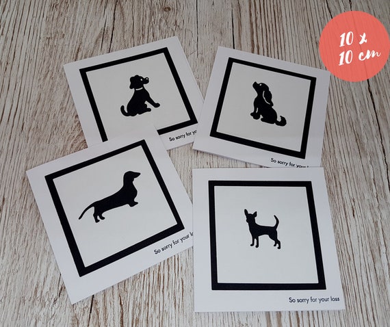 Black White Dog Sympathy Card So Sorry For Your Loss Pet Etsy