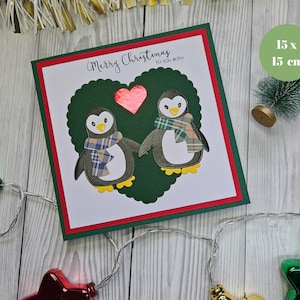 Personalisierte Mr & Mr Weihnachtskarte - Gay Paar Pinguin Karte