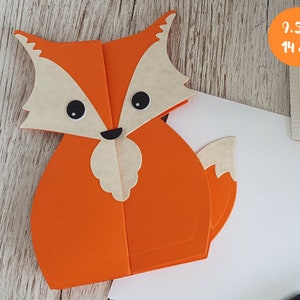Fox handmade card / Cute fox folding card / Gatefold fox card / Fox birthday card /thank you card / just because card / Woodland animal card image 1
