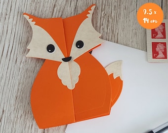 Fox handmade card / Cute fox folding card / Gatefold fox card / Fox birthday card /thank you card / just because card / Woodland animal card