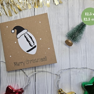 Carte de Noël rugby - Tous les noirs ou fougères noires - Football américain - carte de père Noël sport faite main