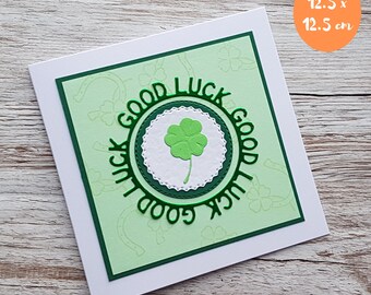 Good Luck Card - Four Leaf Clover - Handcrafted