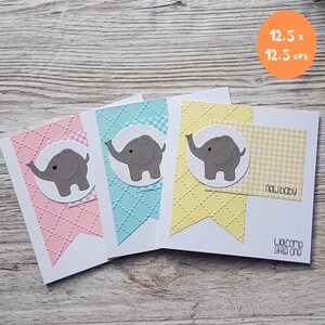 Niedliche Baby Elefant Karte - Willkommen Little One - Handgefertigt