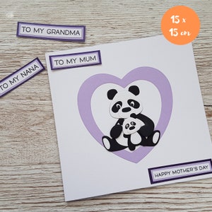 Panda Muttertagskarte - Handgefertigt - Für Mama, Nana oder Oma