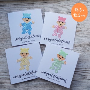 Neue Ankunftskarte - Niedliche Baby-Glückwünsche - Handgefertigte Babypartykarte