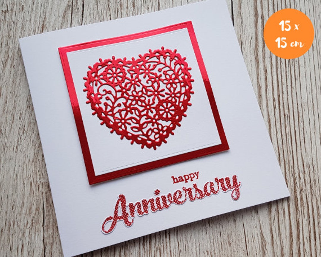 Ruby Ann Card Ruby Anniversary Card - 40th Wedding Anniversary - Handcrafted Romantic ...