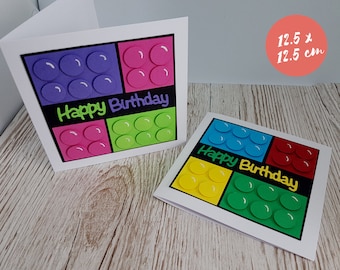 Handmade lego birthday card / building blocks / children's birthday / building bricks