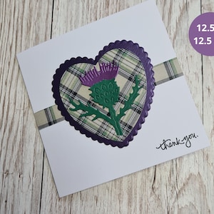 Schottenkaro Herz Dankeskarte - Schottische Distel - Handgemacht in Schottland
