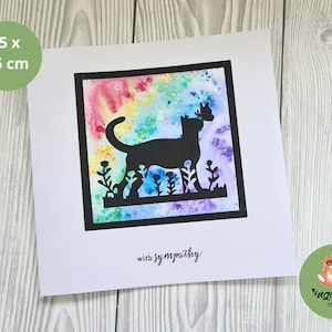 Katzen Regenbogen Brücke Sympathie Karte - Handgefertigte Haustier Verlust Karte - Mit Sympathie - Beileid Trauerfall